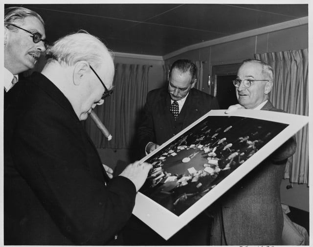 Churchill with Anthony Eden, Dean Acheson and Harry Truman, 5 January 1952