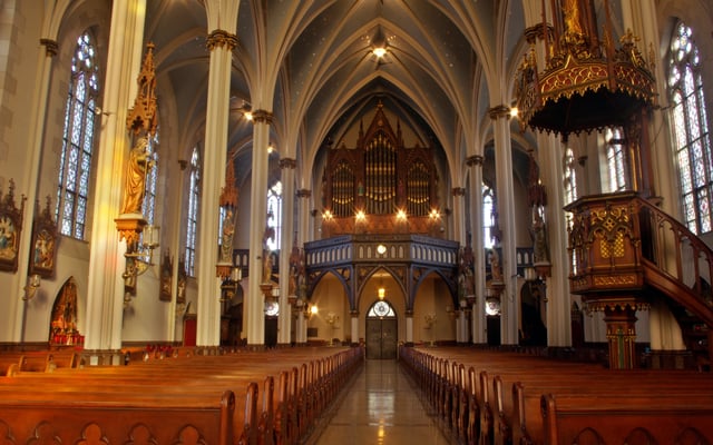 St. Joseph Catholic Church (1873) is a notable example of Detroit's ecclesiastical architecture (interior)