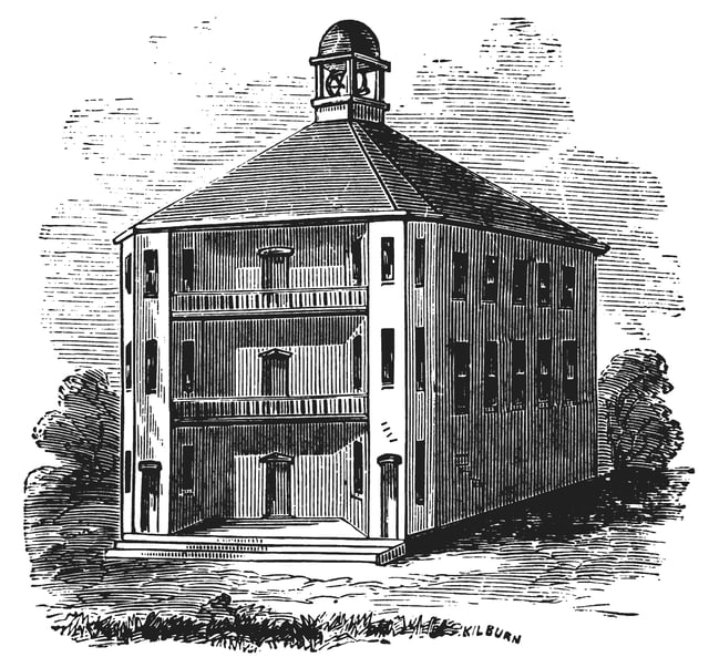The first Vermont State House, built in 1808, was designed by Sylvanus Baldwin.