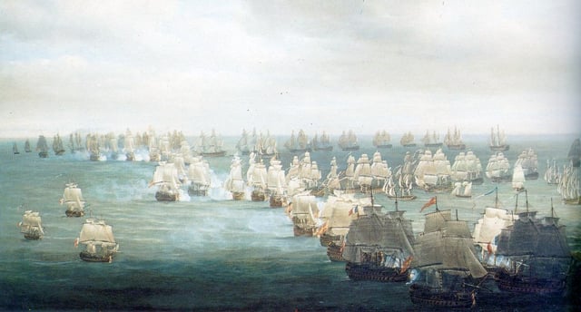 The Battle of Trafalgar, depicted here in its opening phase
