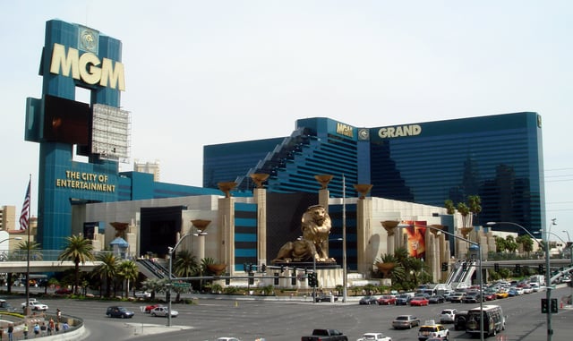 MGM Grand, with sign promoting it as The City of Entertainment