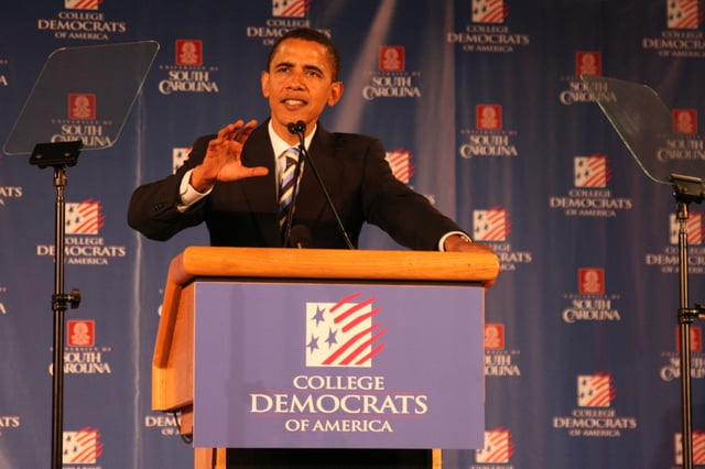 Barack Obama speaking to College Democrats of America in 2007.
