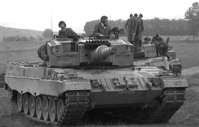 Leopard 2 tanks during a manoeuvre in 1986