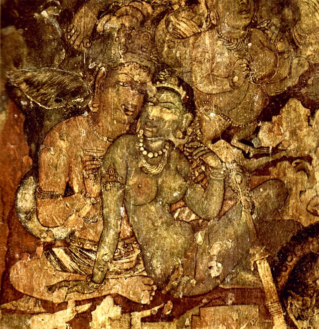 Fresco from the Ajanta Caves built and painted during the Gupta Empire in the 6th century AD