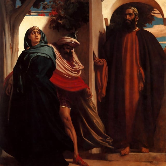 Jezabel and Ahab (c. 1863) by Frederic Leighton