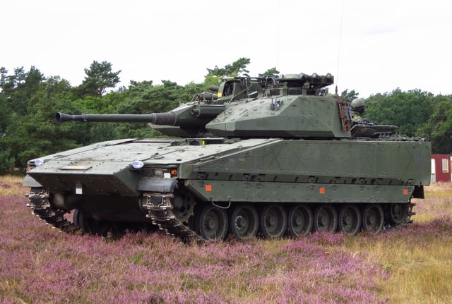 The Infantry fighting vehicle CV90, which is produced and used by Sweden
