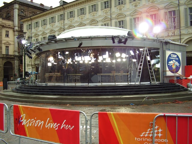 The outdoor studio at the Torino Winter Olympic Games, 2006