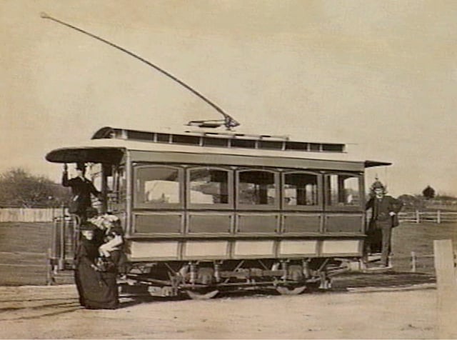 A Box Hill to Doncaster tram in Melbourne, 1890s