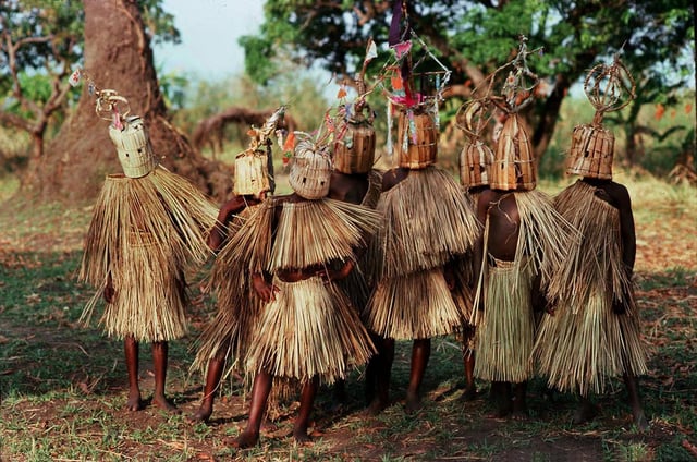 9- to 10-year-old boys of the Yao tribe participating in circumcision and initiation rites.