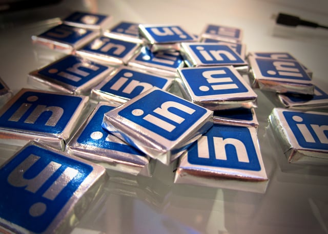 Social media websites can also use "traditional" marketing approaches, as seen in these LinkedIn-branded chocolates.