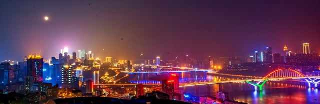 Panorama of Chongqing at night taken from Eling Park