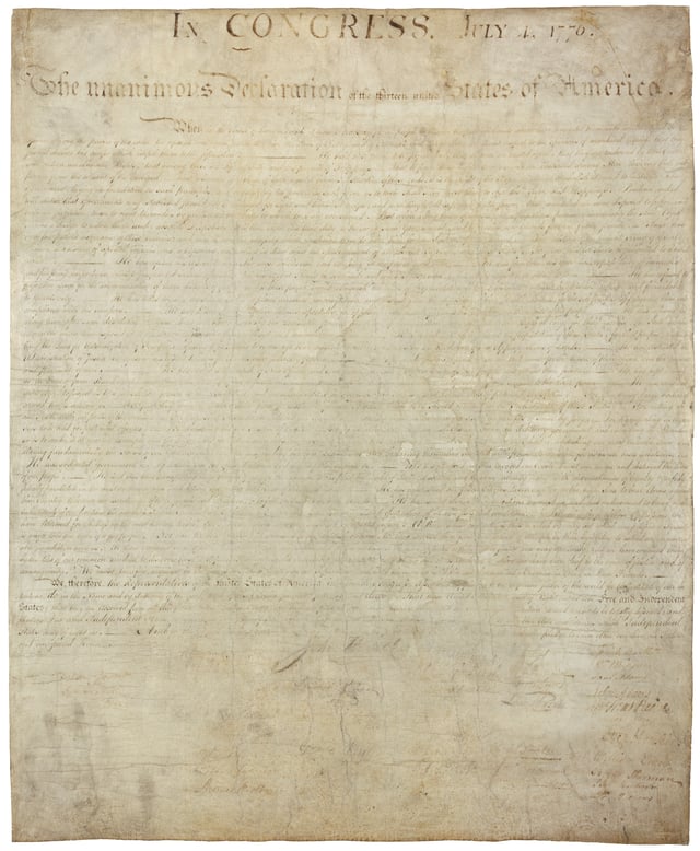 The signed copy of the Declaration is now badly faded because of poor preserving practices in the 19th century.