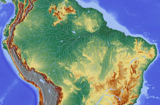 Topography of the Amazon River Basin
