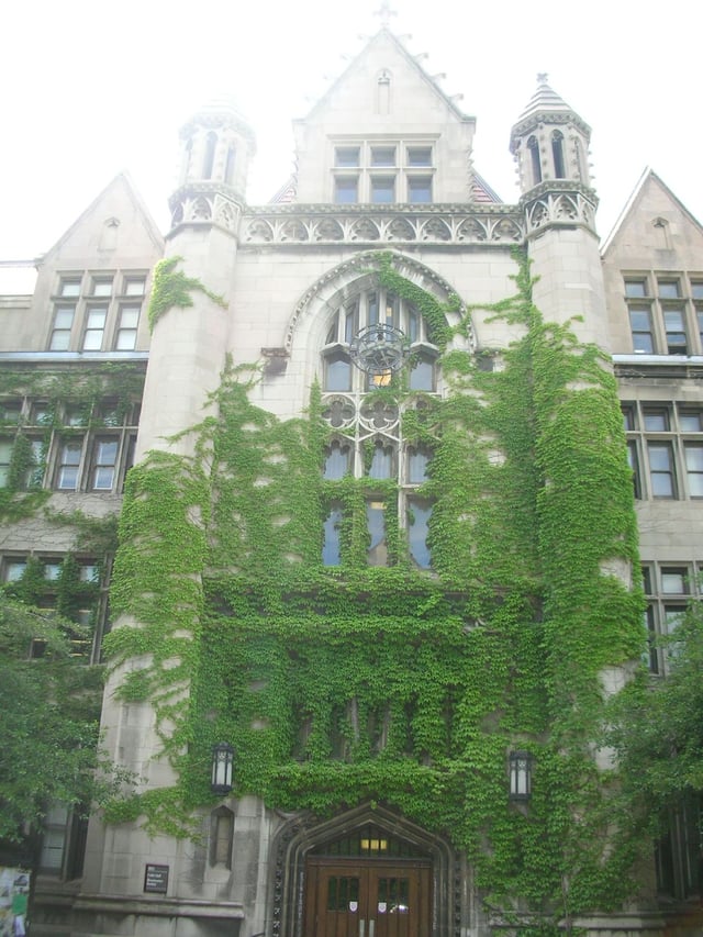 Cobb Lecture Hall, part of the Main Quadrangles, was the first and most expensive of the campus' original 16 buildings. Designed by Henry Ives Cobb (no relation to benefactor Silas B. Cobb) and constructed in 1892, it was modeled after Gothic buildings at University of Oxford.