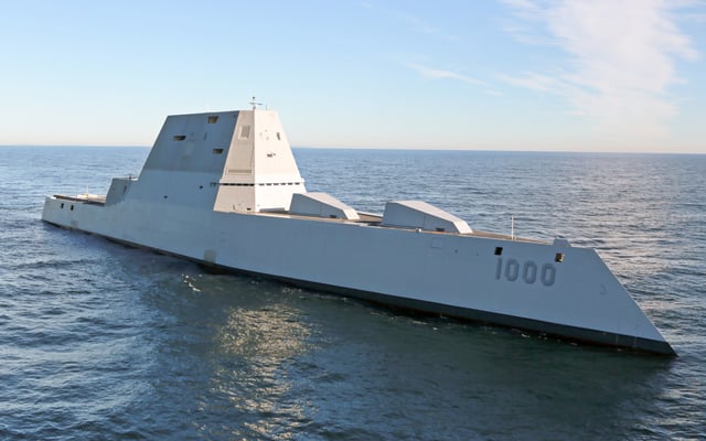 USS Zumwalt, a Zumwalt-class stealth guided missile destroyer