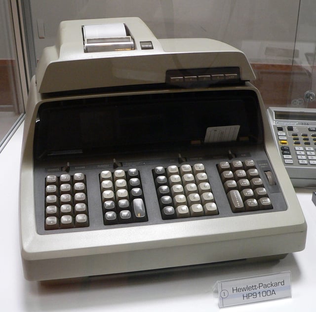 Introduced in 1968, "The new Hewlett-Packard 9100A personal computer is ready, willing, and able ... to relieve you of waiting to get on the big computer."