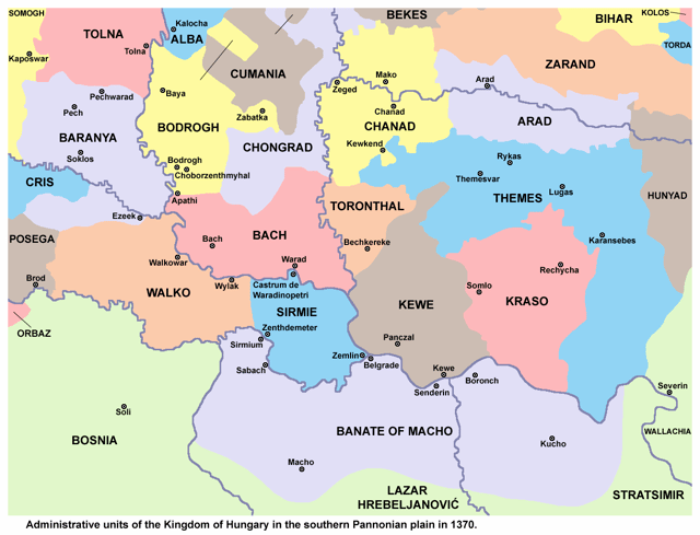 Bach and Bodrogh counties in the 14th century