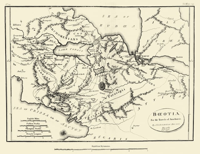 18th century map of ancient Boeotia.