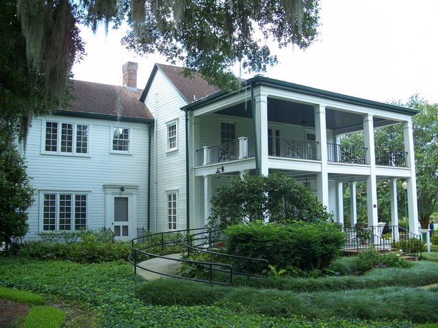 Historic Mizell Plantation Home (built 1858), the oldest structure still standing in Orlando, Florida is located in what is now Harry P. Leu Gardens. The home is located in the Mizell-Leu House Historic District.