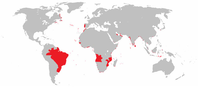 The areas across the world that were, at one point in their history, part of the Portuguese Empire.