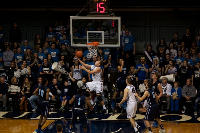 A Butler Bulldogs men's basketball game at Hinkle Fieldhouse.