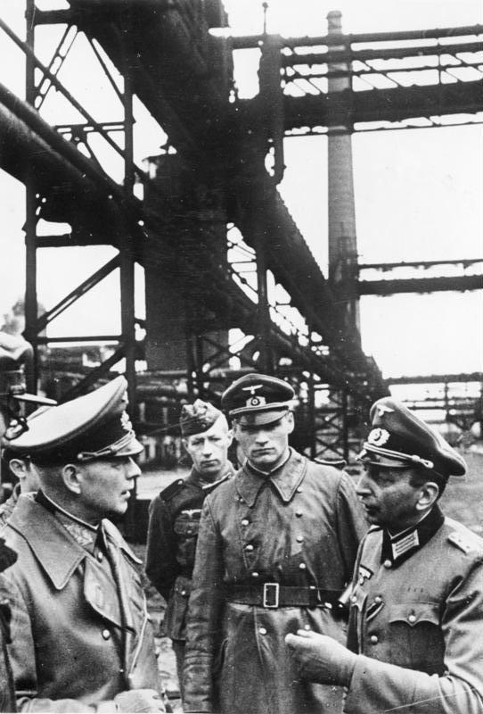 General Ewald von Kleist (left), commander of the 1st Panzer Group, inspects a large iron works facility in Ukraine, 1941