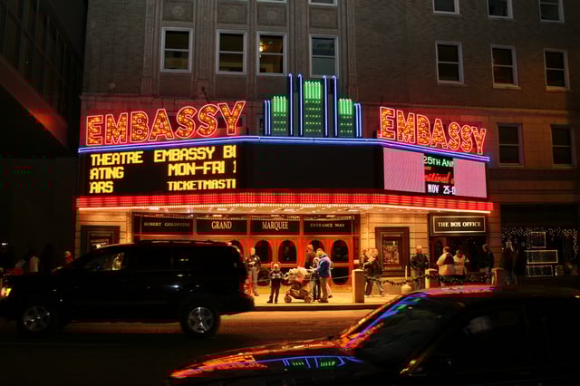 The Embassy Theatre opened in 1928 as a movie palace.