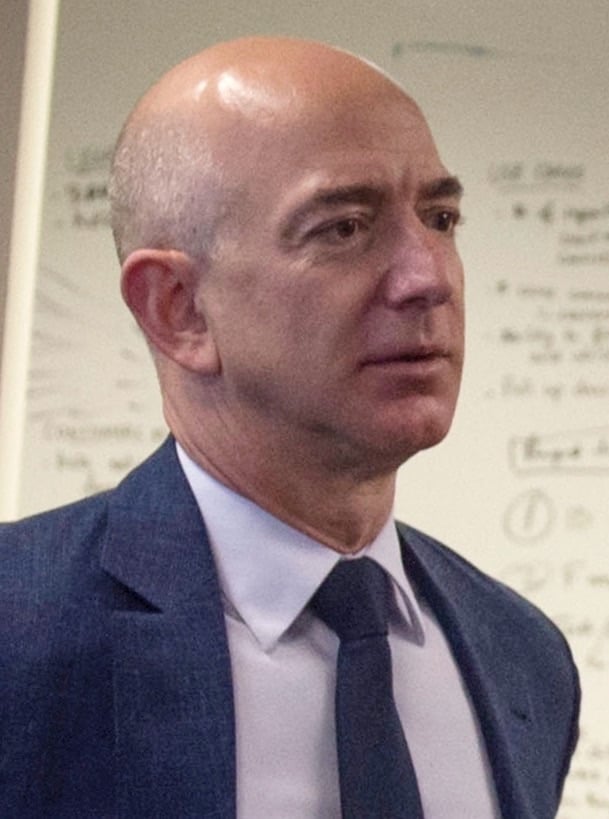 American retailer and founder of company Amazon, Jeff Bezos, who as of April 2018 is the wealthiest person in the world.