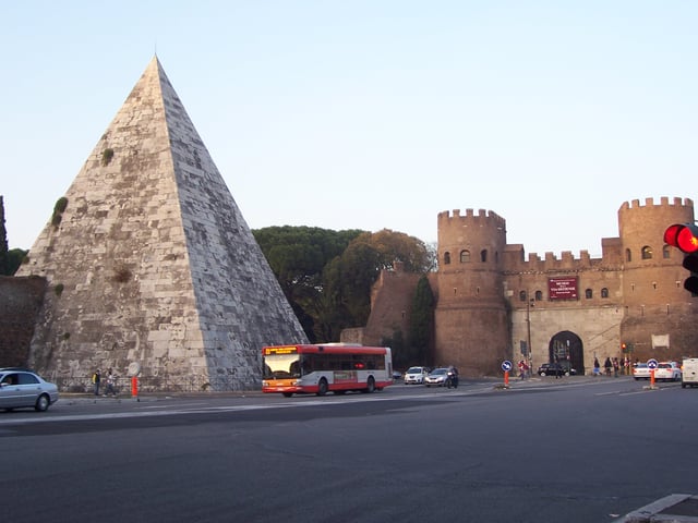 The Pyramid of Caius Cestius and the Aurelian Walls.