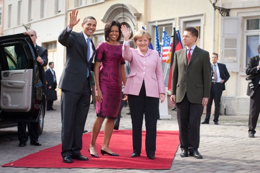 Barack Obama, Michelle Obama, Merkel, and her husband, Joachim Sauer, 2009
