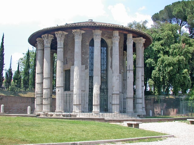 The Temple of Hercules Victor, Rome, built in the mid 2nd century BC, most likely by Lucius Mummius Achaicus, who won the Achaean War