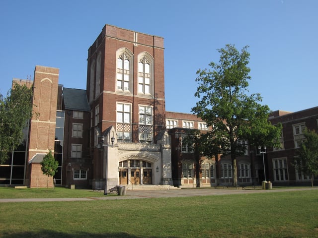 Scarsdale High School from the Brewster Road side