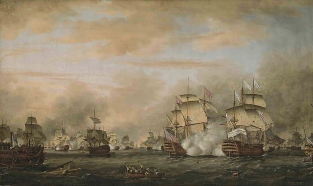 The Battle of the Saintes (1782). On the right, the French flagship, Ville de Paris, in action against HMS Barfleur.