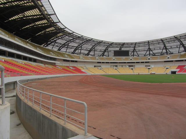 Interior of 11 November stadium in Luanda, Angola, with Tribunes and running track