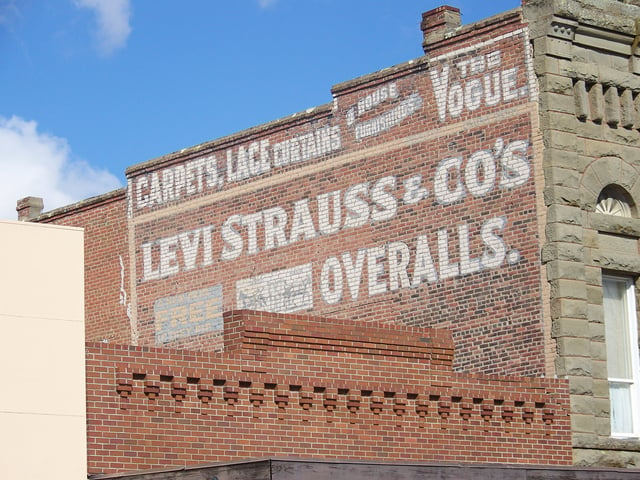 Levi Strauss advertising on a building in Woodland, California