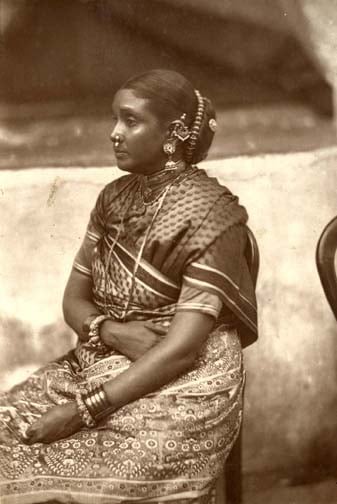 Tamil woman in traditional attire, c. 1880