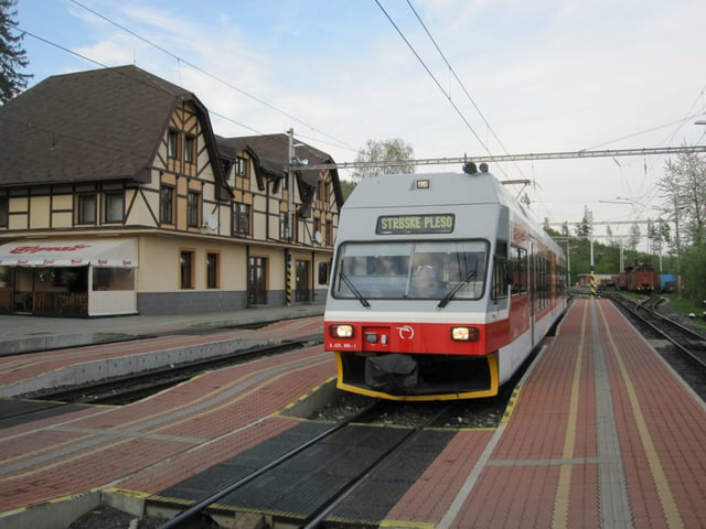 A tram in the northern town of Vysoké Tatry