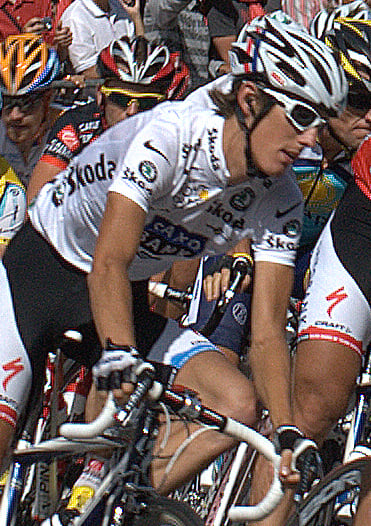 Andy Schleck in the white jersey