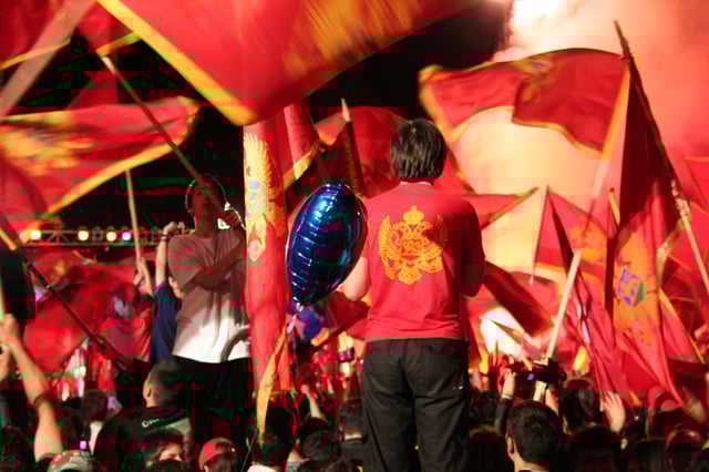 Supporters of Montenegrin independence in Cetinje
