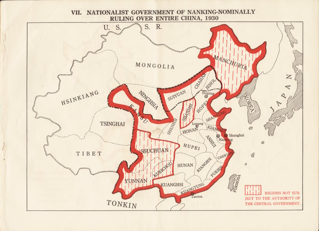 Nationalist government of Nanking - nominally ruling over entire China in 1930s