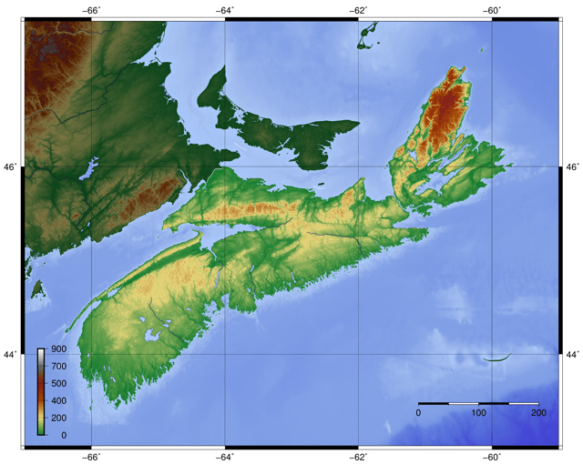 Topography of Nova Scotia
