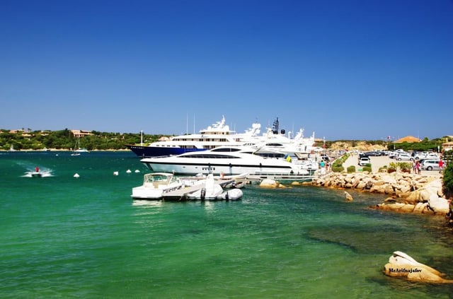 Yachts in Porto Cervo. Luxury tourism represents an important source of income in Sardinia since the 1960s.