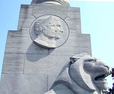The Queen Elizabeth Way Monument, near Toronto, with a bas-relief of Queen Elizabeth and King George VI