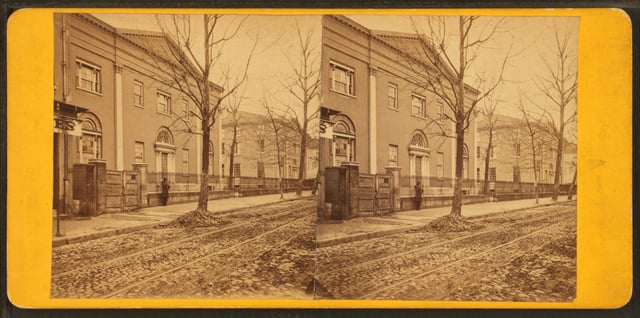 Ninth Street Campus (above Chestnut Street): Medical Hall (left) and College Hall (right), both built 1829–1830