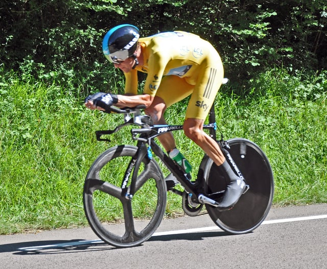 Bradley Wiggins riding the stage 9 individual time trial of the 2012 Tour de France