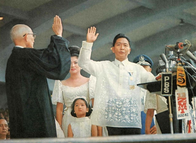 Ferdinand Marcos takes the Oath of Office for a second term before Chief Justice Roberto Concepcion on December 30, 1969