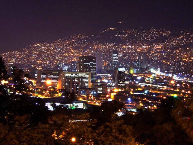 View of Medellín at night