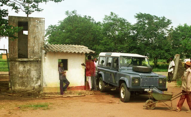A Land Rover Defender in eastern Africa, made in Solihull