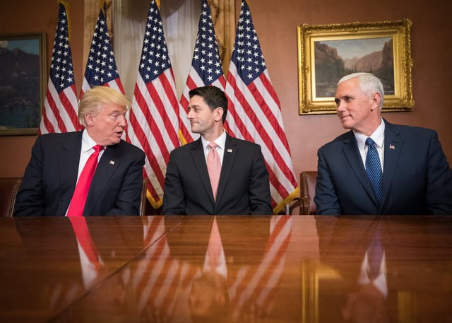 Paul Ryan meets with Donald Trump and Mike Pence on Capitol Hill after their election