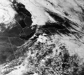 GOES visible satellite image as the tornado was entering Barrie